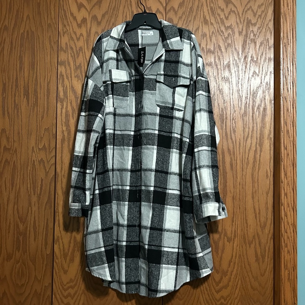 NWT Black Plaid Flannel Shacket